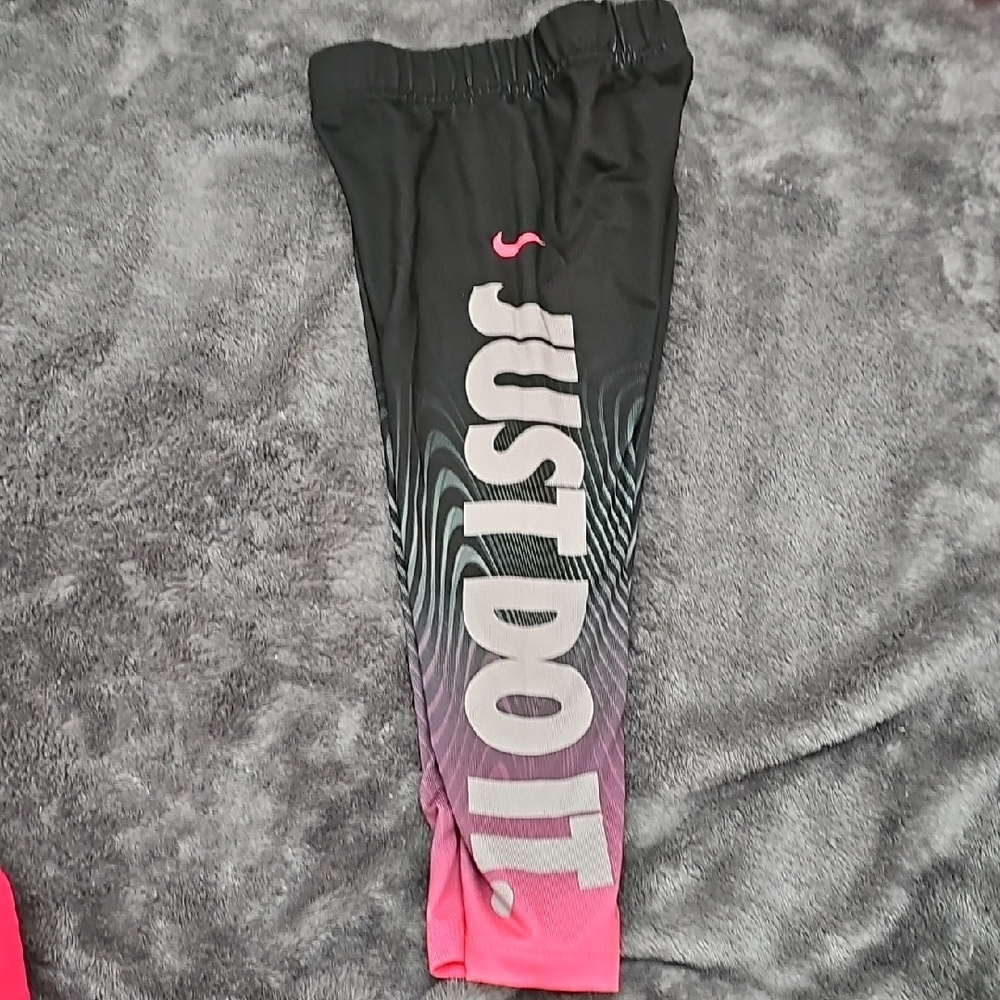 Nike Kids Black and Pink 'Just Do It' Leggings